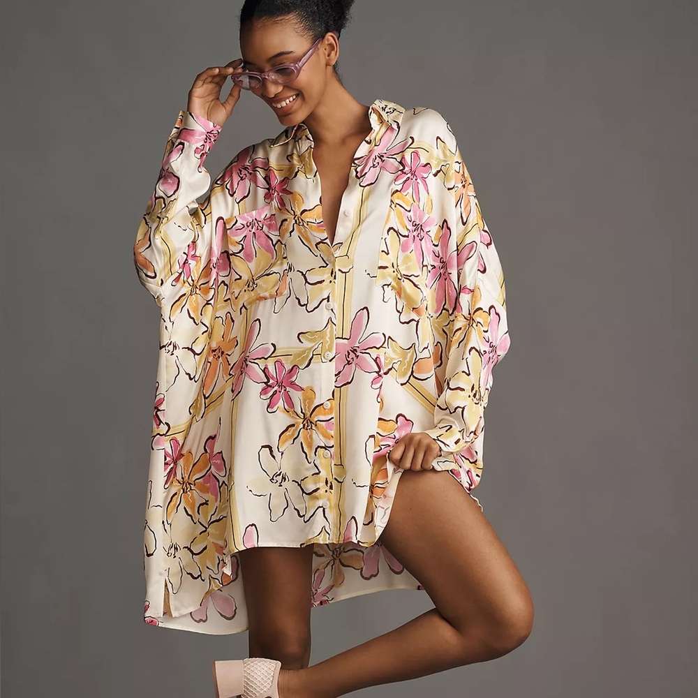 Corey Lynn Calter Floral Long Sleeve Dress - Pink and Yellow